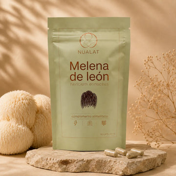 Pouch de extracto de Melena de León NUALAT Hericium erinaceus con 90 cápsulas vegetales