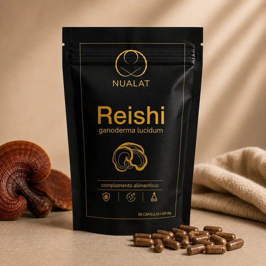 Pouch de extracto de Reishi NUALAT Ganoderma lucidum con 90 cápsulas vegetales